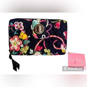 NWT Vera Bradley Turn Lock Wallet Ribbons Blue